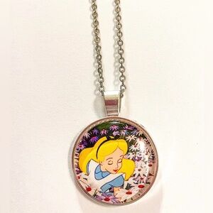 Alice In Wonderland Silver Pendant Necklace